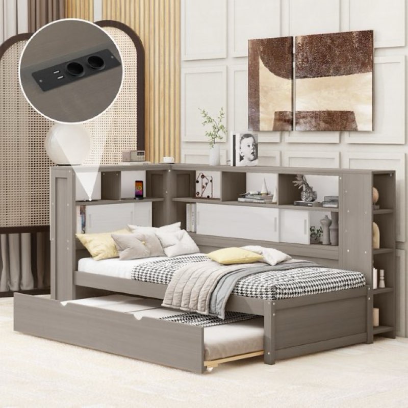 Sweiko 90x200 cm (90x190 cm) Lit simple, Lit enfant, Lit plateforme avec lit gigogne,... | bol Visit