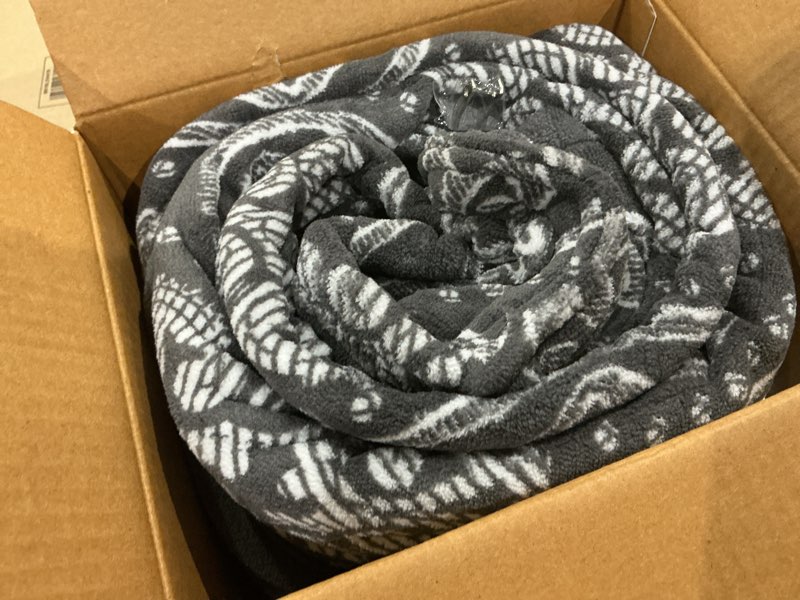 Condition photo showing Good Condition for sunbeam microplush comfy toes electric heated throw blanket foot pocket folk foilage brushed nickel washable auto shut off, heat settings