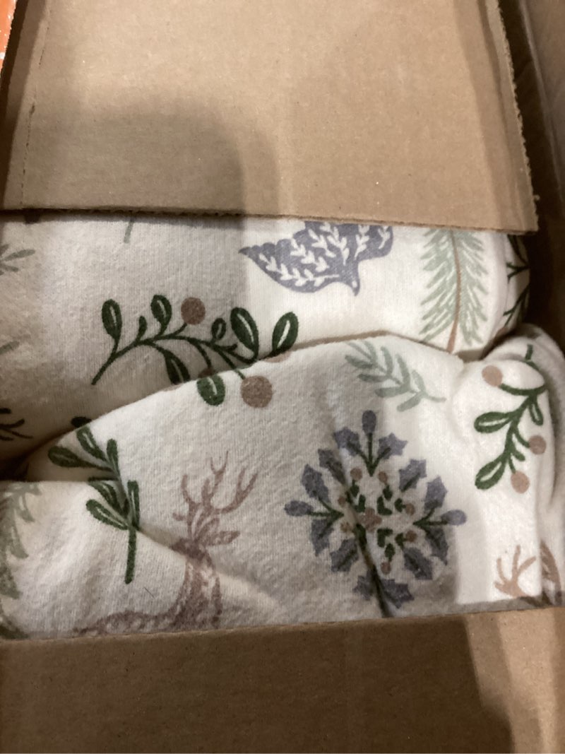 Condition photo showing Good Condition for Sleep Philosophy True North 100% Cotton Flannel Sheets King Size, Cozy Flannel Sheet Set Brushed for Extra Softness, Heavyweight Novelty Print Warm Flannel Bedding Set, Tan Woodland Winter 4 Piece