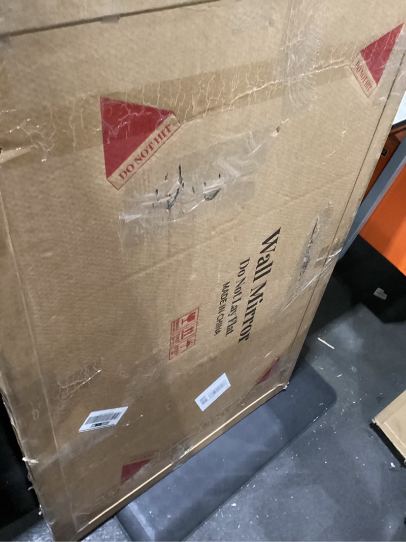 Condition photo showing As Is for Tile boarded wall mirror (white )