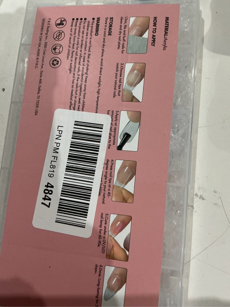 Condition photo showing Good Condition for una gella short almond gel nail tips: 504pcs acylic nail tips almond shape extra short pre etched half cover 12sizes salon quality soft press on nails diy for home nails extension a0-almond short