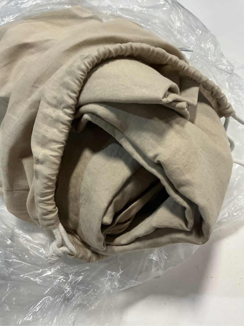 Condition photo showing As Is for european linen sheet set, queen, toffee