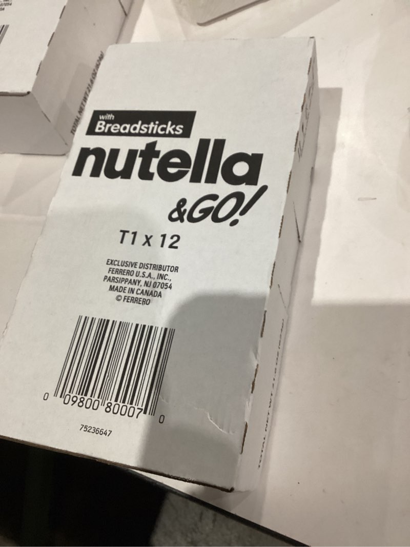 Condition photo showing New/Like New for Nutella & GO! Chocolate Hazelnut Spread with Cocoa + Breadsticks, 12 Snack Packs, 1.8 oz Each Other 1.8 Ounce (Pack of 12)
