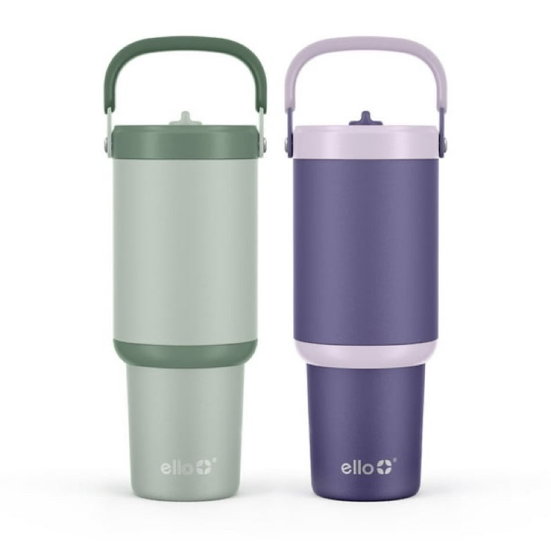 ello oasis go 30oz leak-proof stainless steel tumbler, 2 pack