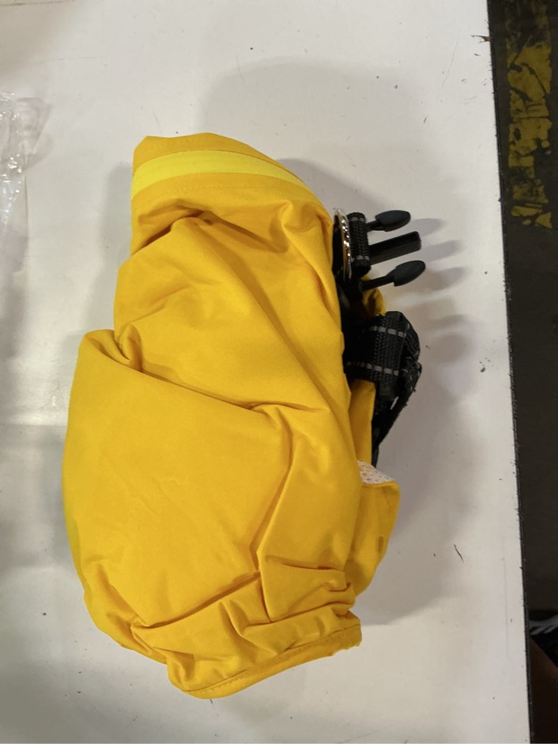 Condition photo showing As Is for slowton dog raincoat waterproof - dog rain jacket with harness and hood lightweight, reflective dogs rain coat for large medium small dogs girl boy puppy poncho pet clothes (yellow, xl) x-large yellow