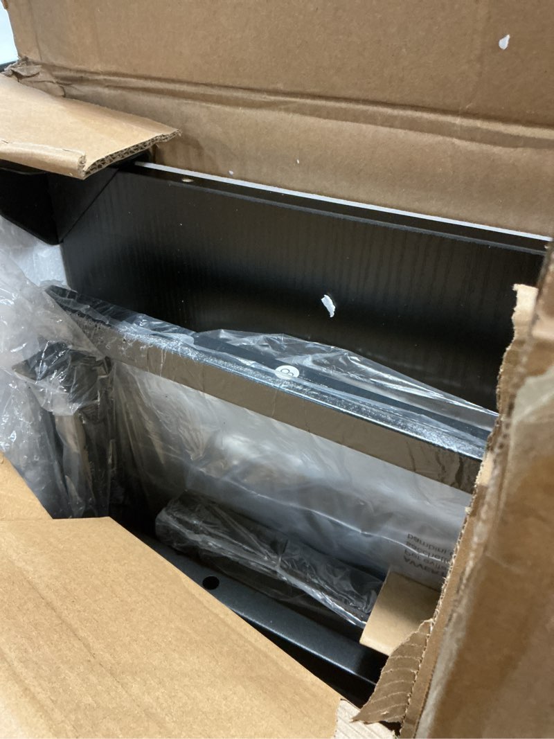 Condition photo showing As Is for Huuger 63 Inch L Shaped Desk with Fabric Drawers, Reversible Computer Gaming Desk with Power Outlets and USB-C Port, Adjustable Side Storage Shelves, for Work Study Corner Home Office, Black