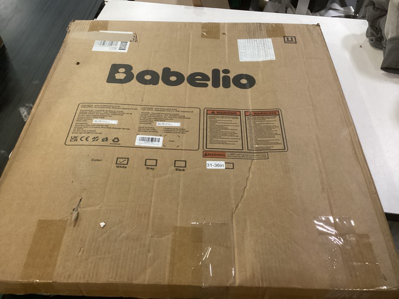 Condition photo showing New/Like New for babelio baby gate for doorways and stairs, 31-36" pet gate with wide walk thru door and lock indicator, no drill pressure mounted safety gate with double lock and self-closing, white white 31-36"w, 30"h