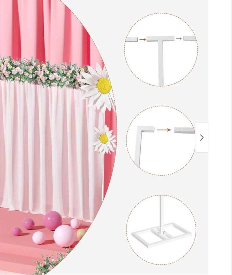 Wedding Backdrop Stand w/Metal Iron Adjustable Frame for Celebrations
