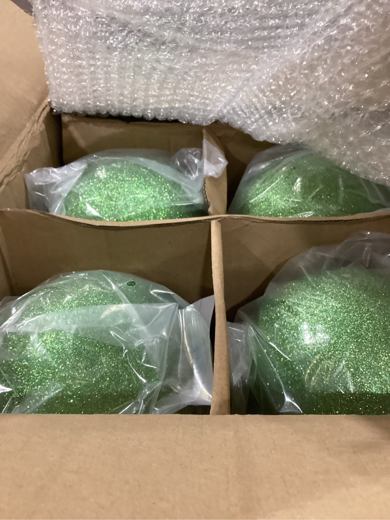Condition photo showing Good Condition for Poen 12 Pcs 6 Inch Large Christmas Ball Ornaments Glitter Extra Large Christmas Ornaments Giant Xmas Balls Tree Decorations with Hanging Loop for Xmas Holiday Party Decor (Light Green) Light Green 12