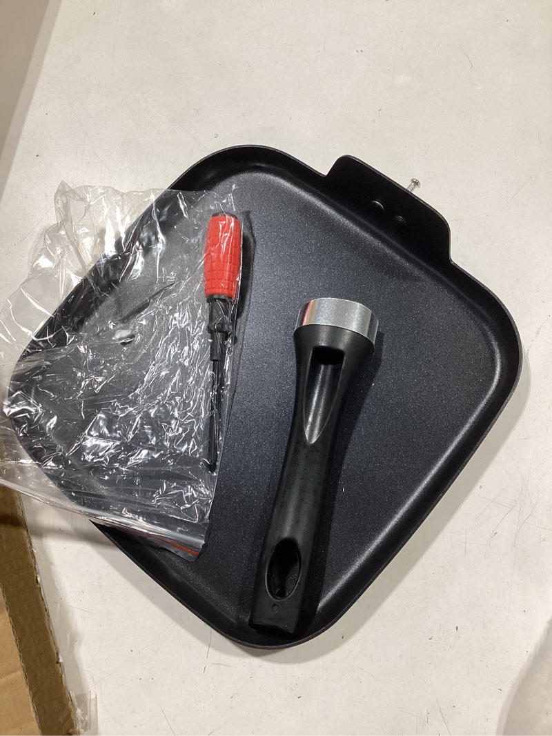 Condition photo showing Good Condition for nonstick square griddle pan for pancakes eggs bacon, 10 inch family breakfast griddle. aluminum flat top griddle pan for gas electric stove, even heat distribution warp-proof easy clean