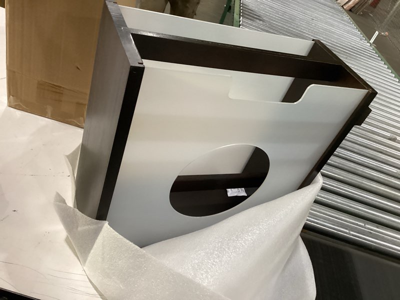 Condition photo showing New/Like New for Solid Wood Vinyl Record Shelf, No Assembly Required, Holds 20 LPs, Tabletop Display Stand - 14.4 x 13.4 x 5.9 Inches (Dark Brown)