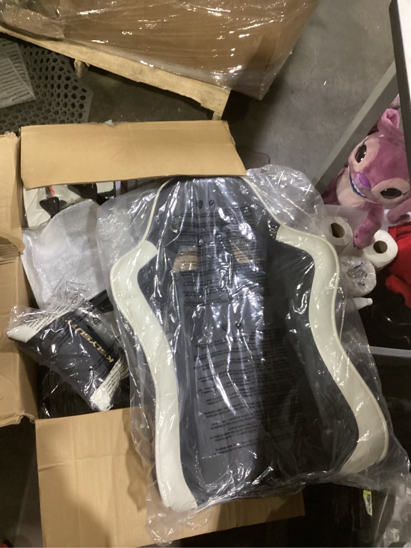 Condition photo showing Good Condition for desk computer gaming chair - high back ergonomic office chair with footrest and lumbar support, swivel comfy home gamer video game chairs with pocket spring cushion for adults (white leather)