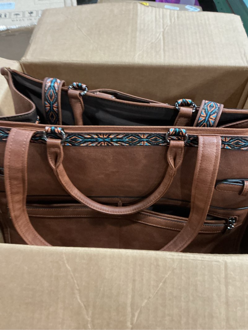 Condition photo showing Good Condition for fadeon laptop bag for women designer pu leather large tote bags backpack purses with 15.6 laptop compartment shoulder handbag 1 brown retro style