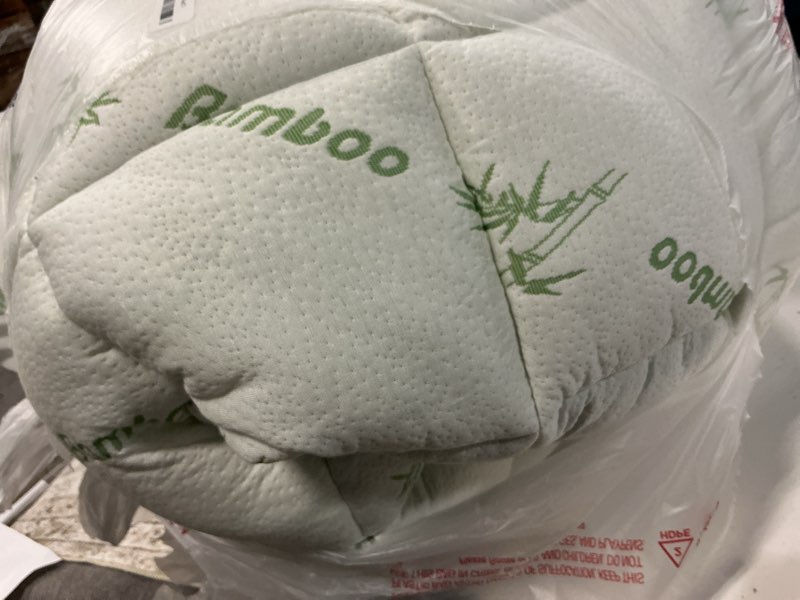 Condition photo showing As Is for Ultra Soft California King Size Mattress Topper - Viscose Made from Bamboo Pillow Top Mattress Pad for Back Pain Relief - Naturally Cooling for Hot Sleepers, Green Green California King