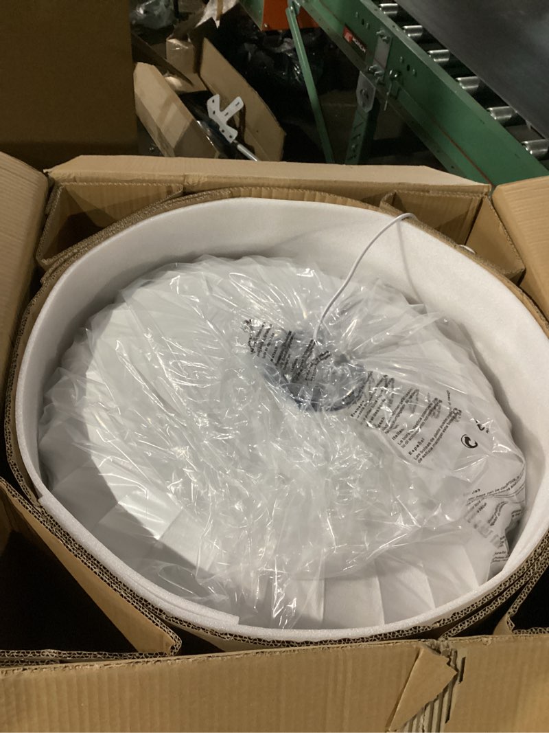 Condition photo showing Good Condition for Large 23.6 inch Lantern Pendant Light, White Imitation Silk Lampshade, Bubble Pendant Light, Hanging Lamp Simple Chandelier for Living Dinning Room Kitchen Island Bedroom Restaurant Cafe White 23.6in