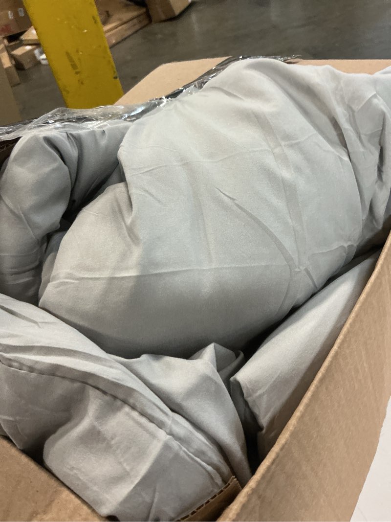 Condition photo showing As Is for cozylux full size comforter sets light grey, 7 pieces bed in a bag full comforter set with sheets, light gray luxury soft bedding set with down alternative comforter, sheets, pillowcases & shams light grey full