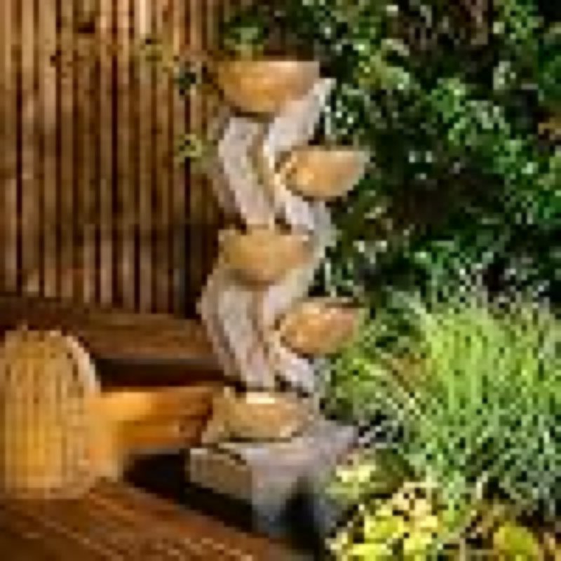 SERBILHOME 6-Tier Outdoor Water Fountains 48.75''H Large Fountain and Waterfalls with LED and Pump Floor Standing Waterfall for Garden, Patio, Backyard, Deck, Porch and Home Art Decor