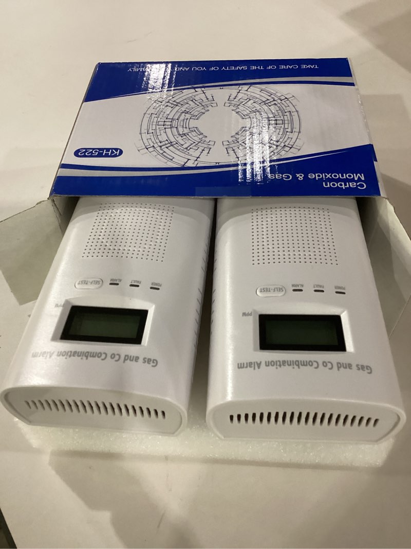 Condition photo showing Good Condition for 2 pack combination gas & carbon monoxide detectors - plug in co alarm & natural gas detector with digital display, co detector & combustible gas detector for home, easy to read 2 pack gas+co+backup functions