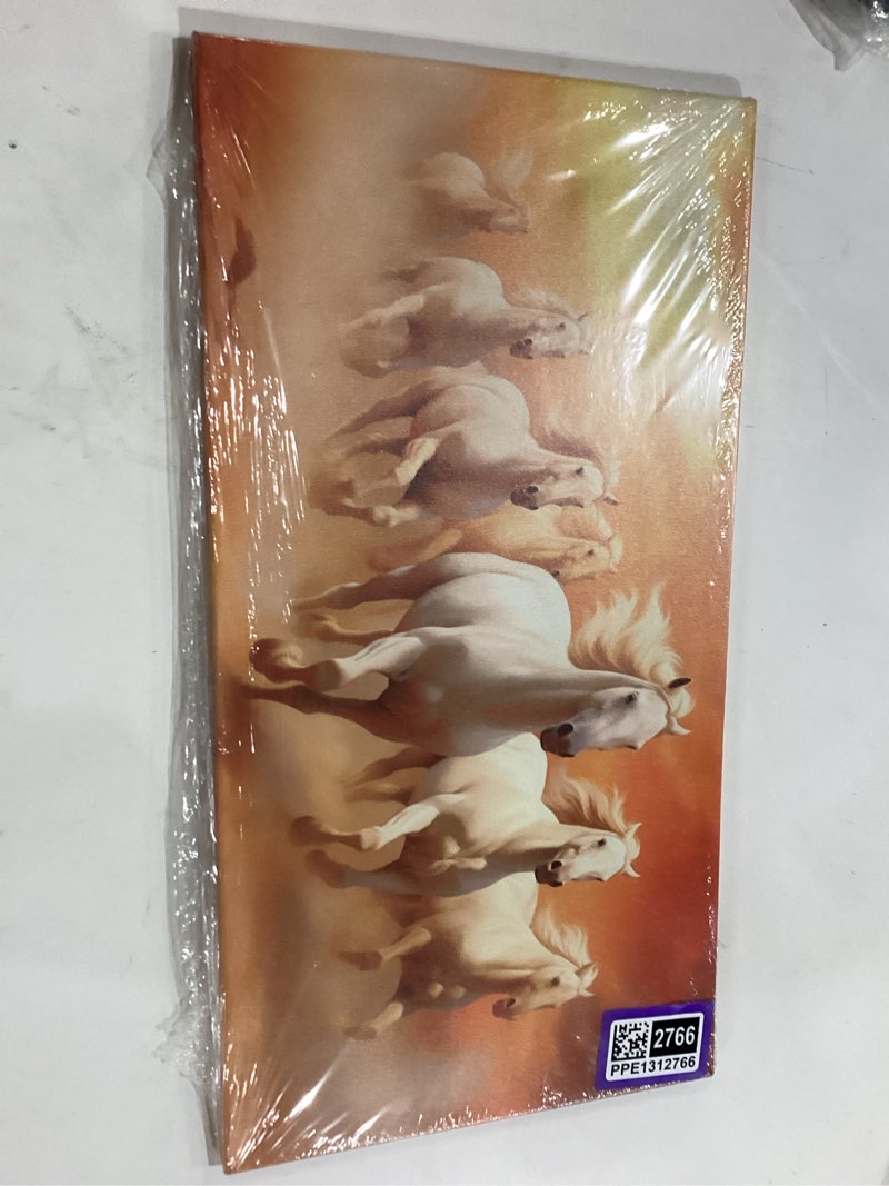 Condition photo showing New/Like New for Running Horse Canvas Wall Art, 7 Running Horses in the Desert Painting Picture Seven Lucky Horses Wild Animals Poster Print for Bedroom Living Room Decor(Artwork-04, 24"x12") Horse Art 04 24"L x 12"W