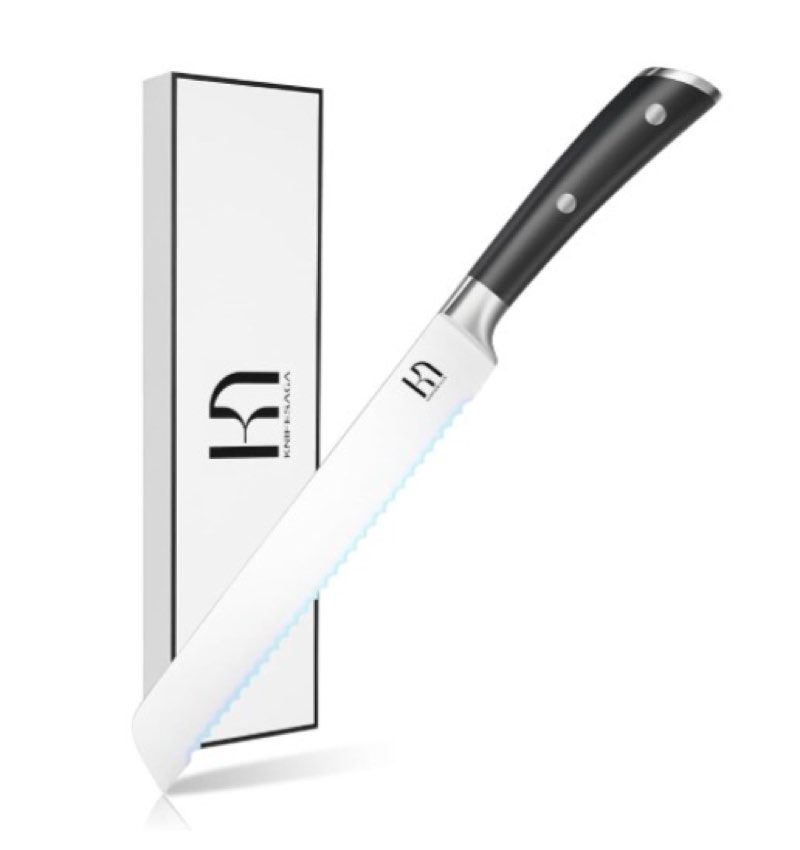 KnifeSaga Bread Knife for Homemade Bread 8 Inch, Japanese Serrated Sourdough Bread Slicing Knife