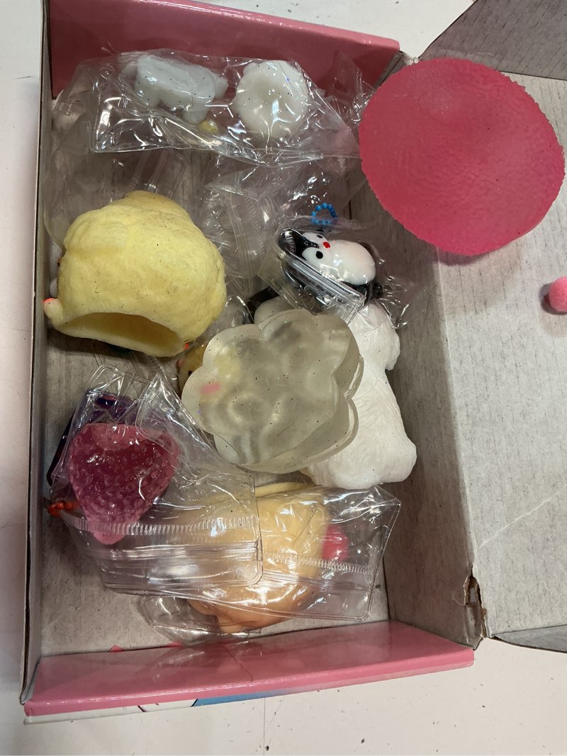 Condition photo showing As Is for 15pcs taba squishies kit, squishies fidget toys, including strawberry, cat paw, hamster toy, stress relief toys party favors for kids 4-8 8-12, sensory toys birthday easter gifts