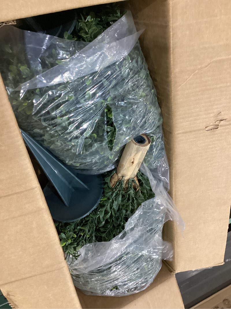 Condition photo showing Good Condition for kyesyes artificial boxwood ball bush 27" tree uv resistance rated with spike. easy to push in the ground.plant looks great in a planter anywhere. indoor/outdoor decor 2 pack boxwood green 2