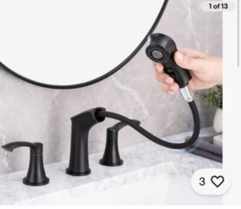 Bathroom Faucet 3 Hole with Pull Out Sprayer, 8 Inch Widespread Bathroom Fauc