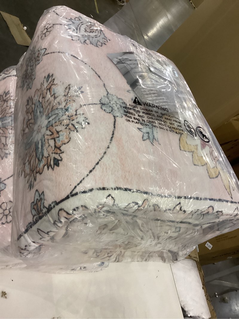 Condition photo showing New/Like New for Pink 8x10 Rug, Soft Rug for Bedroom, Washable Rugs for Living Room, Dining Room or Girls' Room, Non-Slip Low Pile Carpet with Vintage Floral Boho Style 8' x 10' (Rectangular) Pink