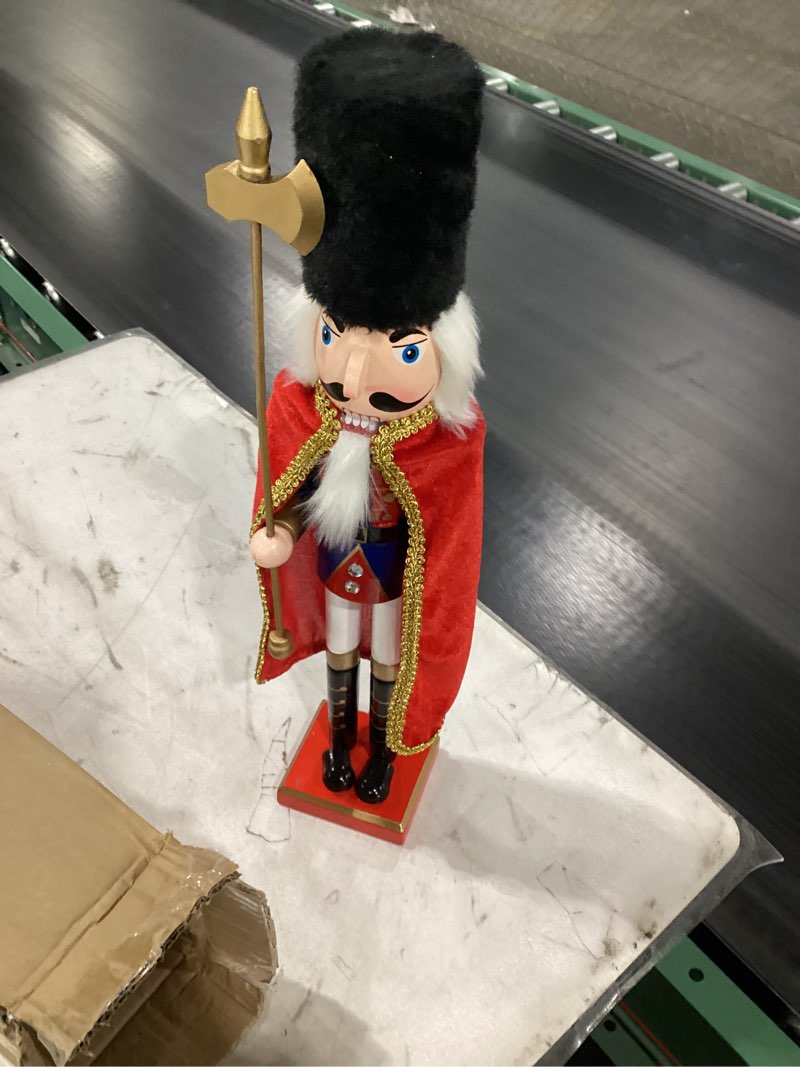 Condition photo showing New/Like New for 18 inch Wooden Nutcracker Decor for Fall Thanksgiving - Autumn Nutcracker Soldier Figures with Turkey and Straw, Large Festive Harvest Collectible Decor for Home, Table, Mantle (Red1-18inch)