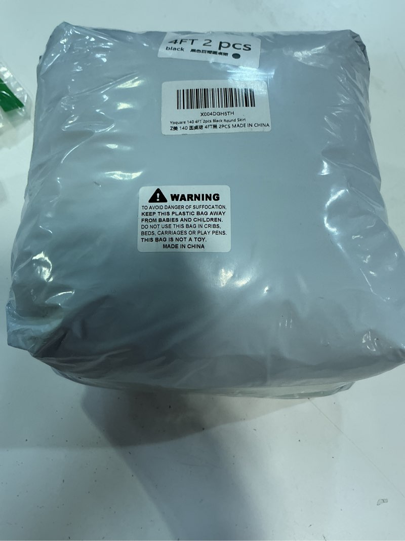Condition photo showing Good Condition for 2 pack 48" diameter x 30" height black table skirt | fits 4ft round tables |polyester spandex round table cloths with skirt|stain ?wrinkle resistant? for wedding,party,dining,banquet black 4ft-2pcs
