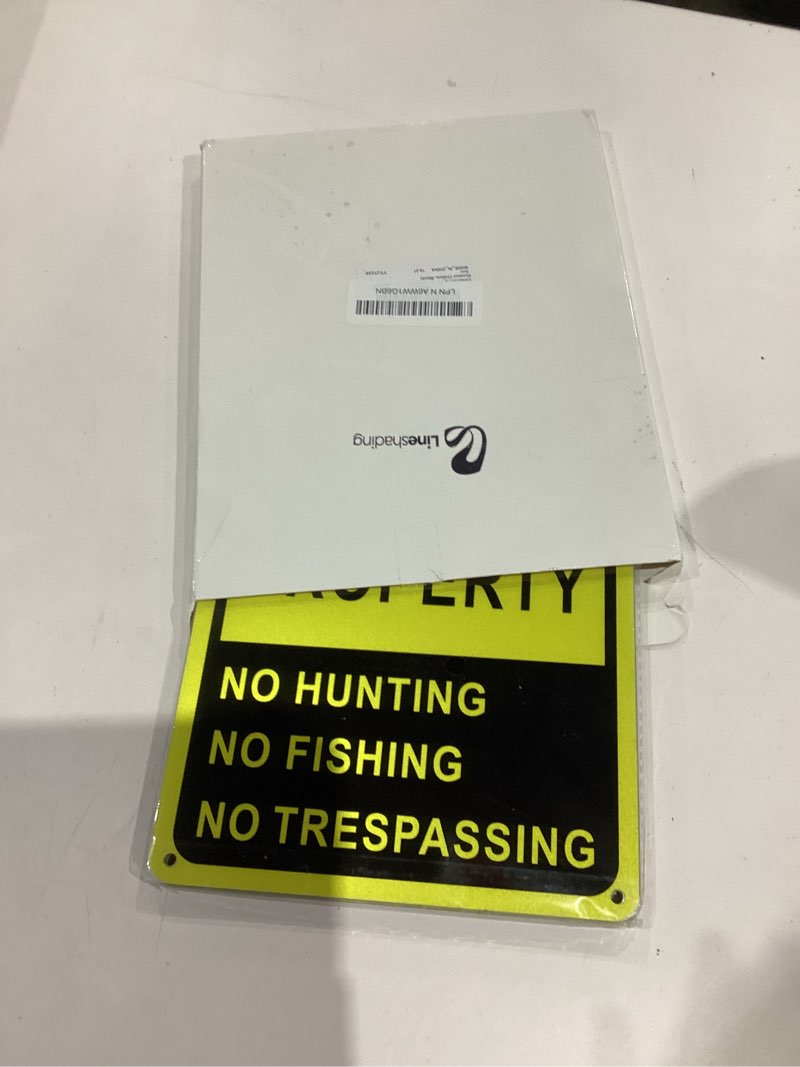 Condition photo showing New/Like New for 20 pcs posted no trespassing signs private property weatherproof no hunting signs 10x7 reflective aluminum posted signs for no hunting fishing trapping indoor outdoor (yellow, black) yellow, black 7 x 10