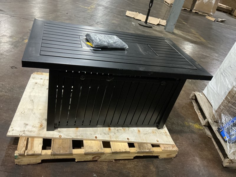 Condition photo showing Good Condition for allen + roth rectangle 48-in w 40000-btu black steel propane gas fire pit table
