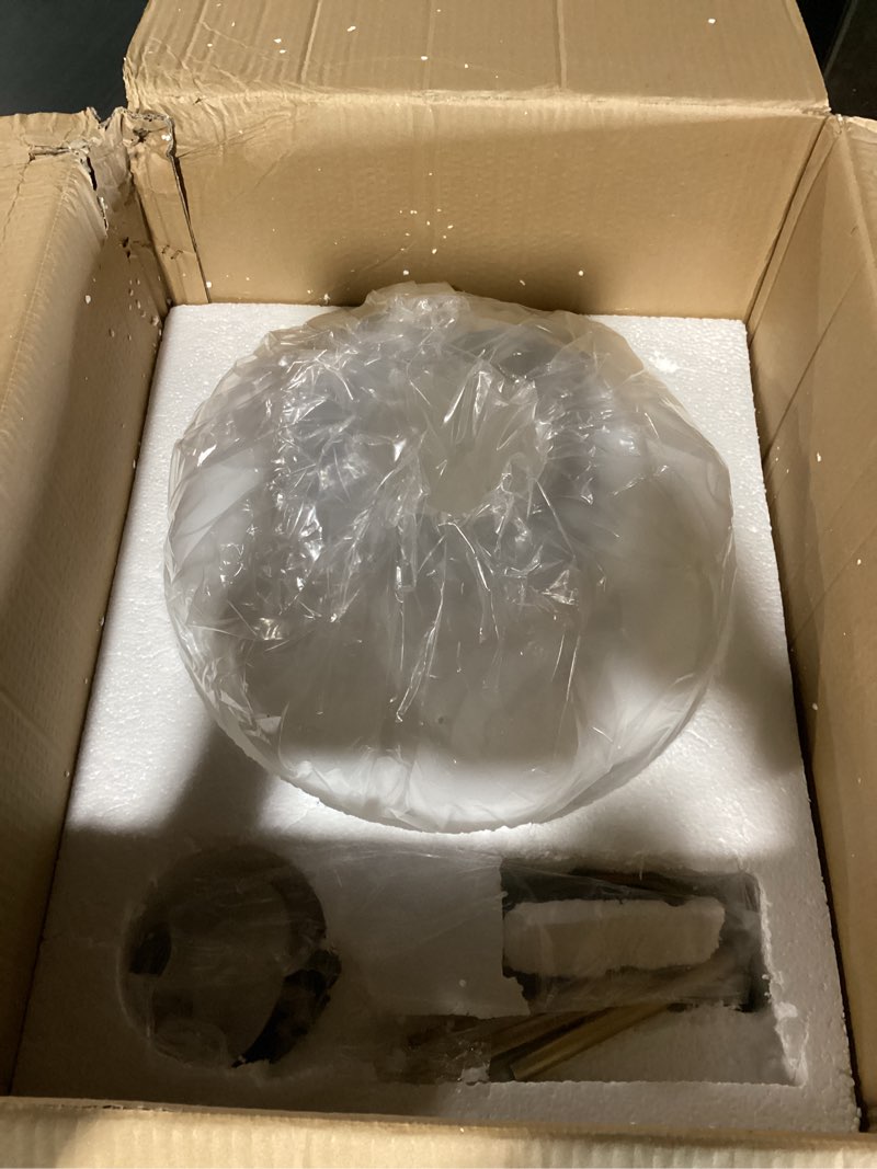 Condition photo showing Good Condition for milk glass ceiling light fixture - antique brass semi flush mount pendant light for kitchen, hallway, and bedroom 15 inch (white 15 inch)