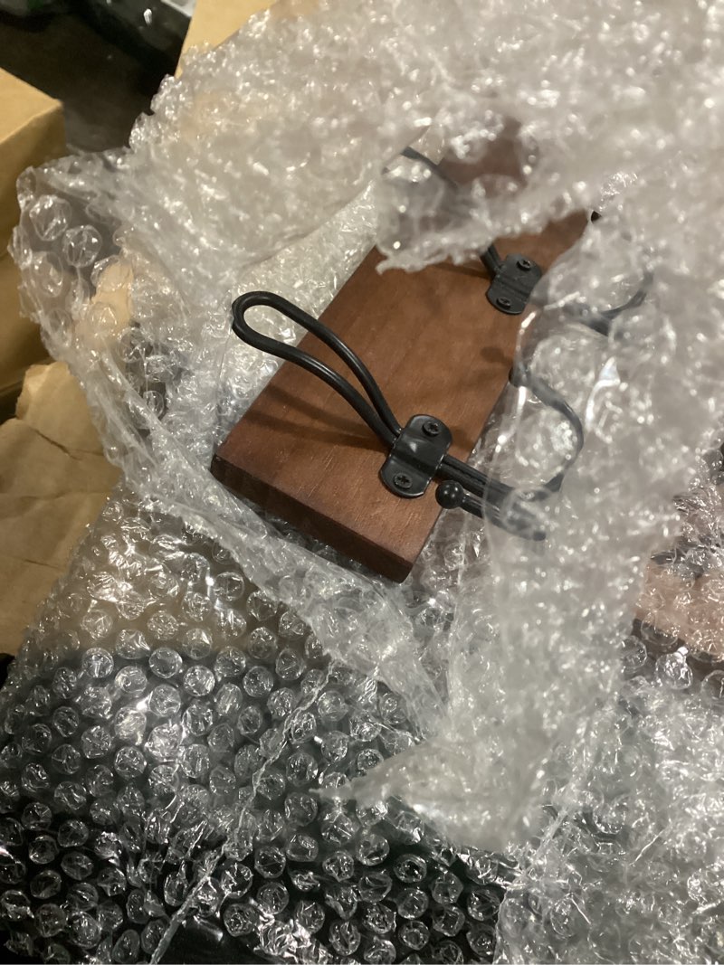 Condition photo showing Good Condition for WGFKVAS 2 in 1 Coat Rack Wall Mount with Shelf and 6-Double Hook Wall Hooks with Shelf, Rustic Brown 15\" Wood Organizer for Entryway, Living Room, Bedroom, Hallway Brown And Black