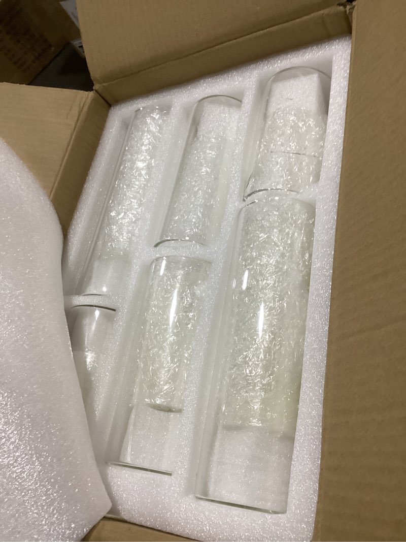 Condition photo showing As Is for 36 PCS Ivory White Pillar Candles with Glass Candle Holders Clear Hurricane Candle Holders Glass Cylinder Vases for Centerpieces Wedding Party, Event, Home Office (18 Candles+18 Candle Hoders)