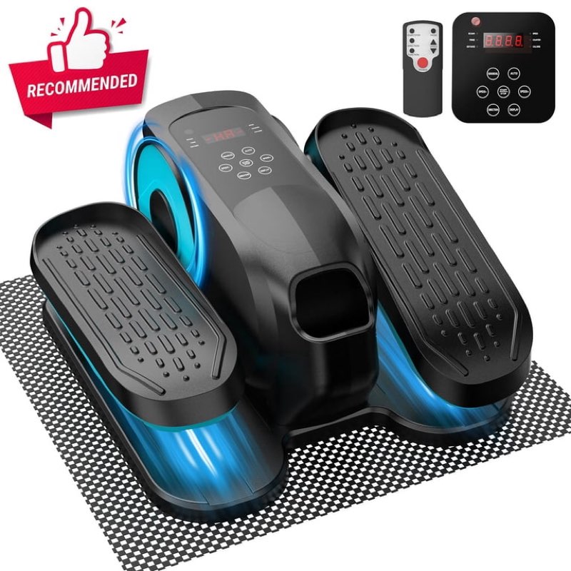 under desk elliptical machine, ellipse leg exerciser while sitting, quiet portable electric seated pedal exerciser,fully assembled with remote control & 12 adjustable speeds