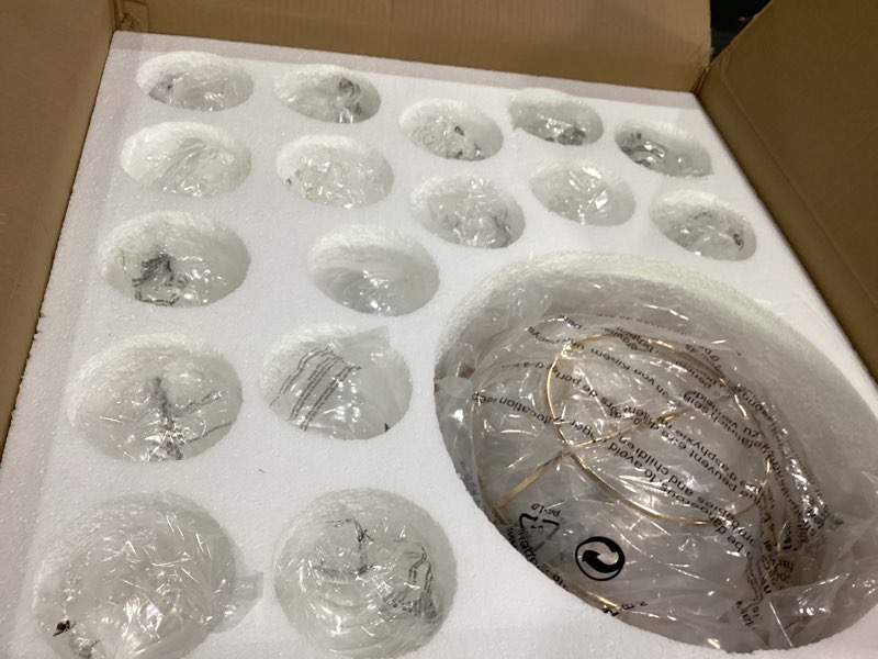 Condition photo showing Good Condition for modern glass ceiling light,5 light nordic bubble ball swirled glass globe chandeliers gold light fixtures for bedroom dining room living room kitchen entryway d25.2in ul listed ceiling light 5-light 25.2 inches gold
