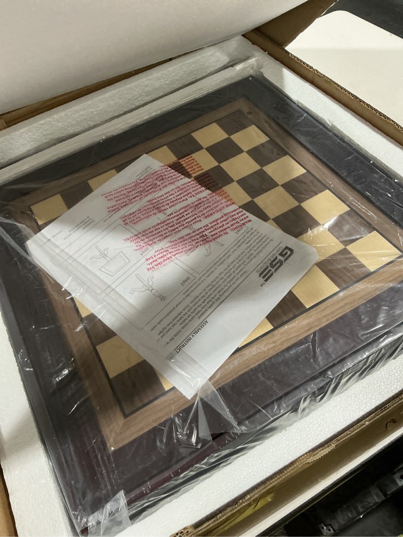 Condition photo showing As Is for GSE Wooden 3-in-1 Chess Checkers Backgammon Table Set for Family Board Games