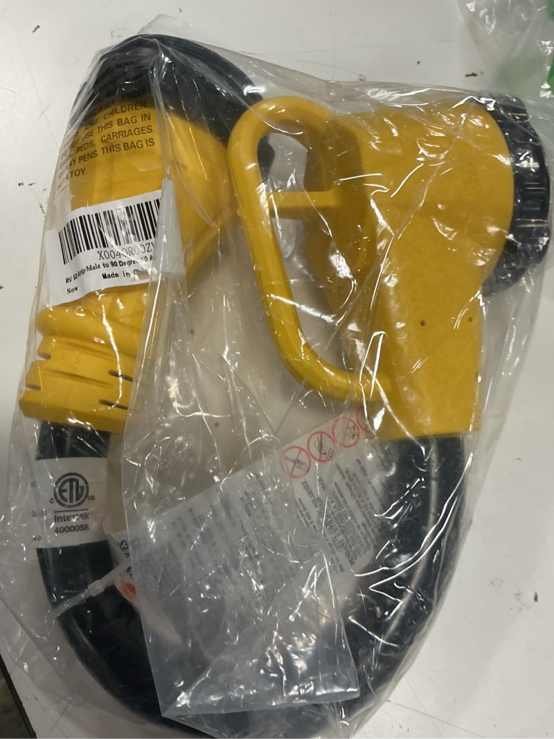 Condition photo showing Good Condition for rv 50 amp twist lock plug male to 50 amp locking 90 degree female rv adapter for 50 amp rv extension cord, 50 amp dogbone rv connector for pressure relief, etl listed
