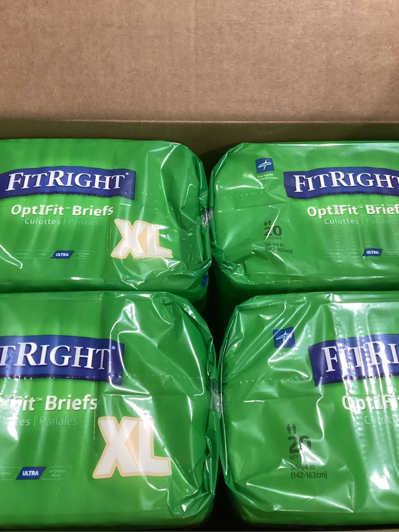 Condition photo showing New/Like New for FitRight Adult Diapers, Ultra Heavy Absorbency, XL (Waist Size 56in-64in), 80 Count, OptiFit Incontinence Briefs for Men and Women, Disposable, Moisture-Wicking, Leak Protection, 80 Count X-Large
