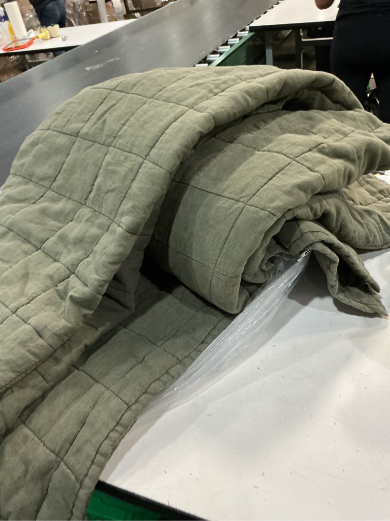 Condition photo showing Good Condition for ((only 1 pc))quince european linen box quilt set, king/cal king, dusty olive