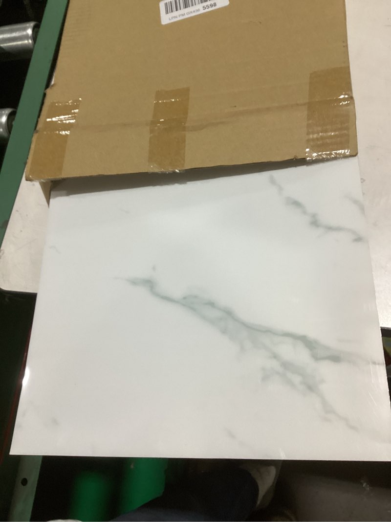 Condition photo showing New/Like New for marble peel and stick backsplash waterproof 23.6"x11.8" pvc wall panels, pvc foam marble tile, back splash stick on tiles (not real tile) for kitchen bathroom living room (20, white marble) white marble 20