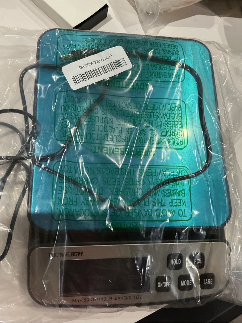 Condition photo showing As Is for digital shipping scale 110 lbs x 1g with hold and counting function mail scale postage scale for shipping packages,postal scale for warehouses, homes, offices, and courier companies