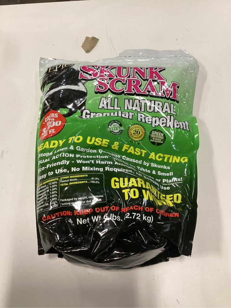 Condition photo showing New/Like New for skunk scram all natural granular repellent - 6 lb. bag - epic