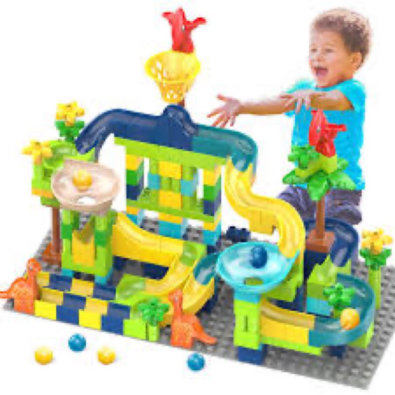 FUNYTOYS 295 PCS Marble Run Building Blocks Track Set, Creative STEAM Educational Bricks Toys Compatible with All Major Brands Bricks Set for Kids Boys Girls Toddler Age 3 4 5 6 7 8