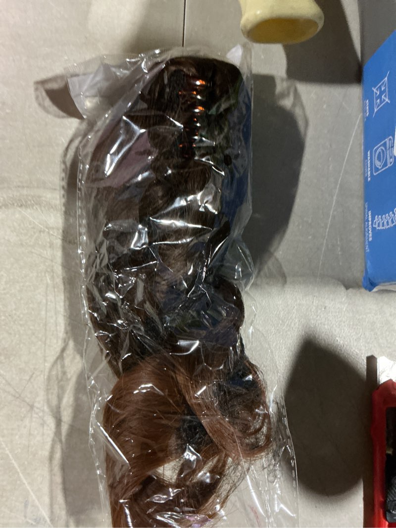 Condition photo showing Good Condition for 12 inch short ponytail extension - clip in ponytail hair extensions, curly wavy pony tails hair extensions, synthetic claw clip ponytail extension for women (color: copper brown)