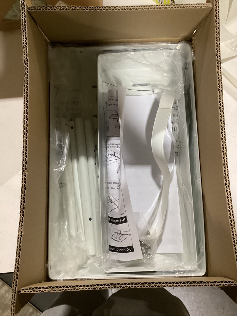 Condition photo showing New/Like New for REALINN Expandable Under Sink Organizers and Storage, 2 Tier Under Cabinet Organizer, Heights Adjustable Pull Out Rack for Kitchen Bathroom Laundry, White, 1 Pack