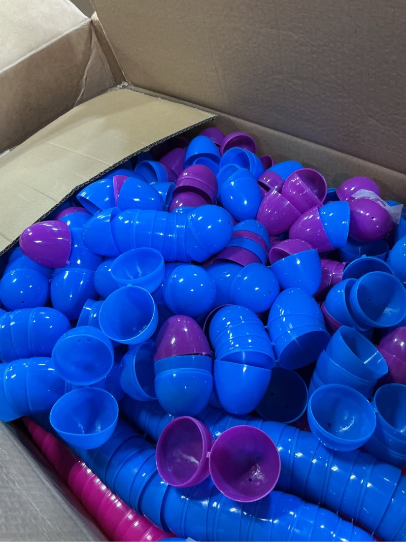 Condition photo showing As Is for 1000 pcs easter eggs?plastic 2.4" bright colorful eggs with golden eggs, easter egg fillers for easter egg hunt candy filling party decorations and kids gifts