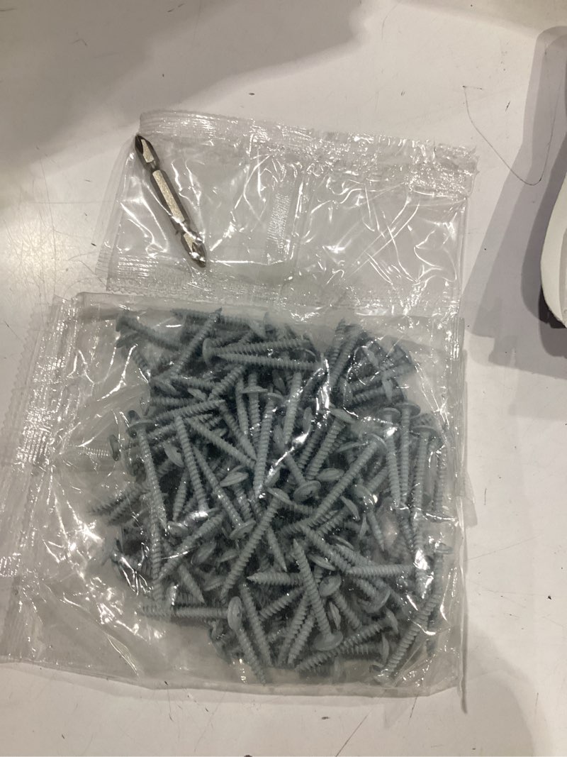 Condition photo showing New/Like New for #8 x 1-1/2" wood screw 127pcs white alloy steel standard thread phillips truss head fast self tapping #8 x 1-1/2" white
