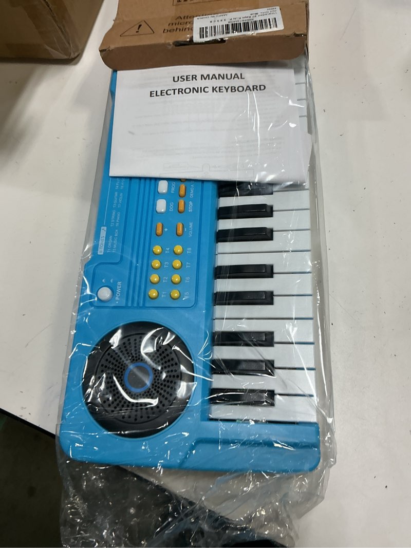 Condition photo showing Good Condition for Upgraded 37 Keys Kids Piano Keyboard – Portable Toddler Music Toy Keyboard with Microphone Musical Instrument Birthday Gift for 3 4 5 6 Boys Girls, Blue